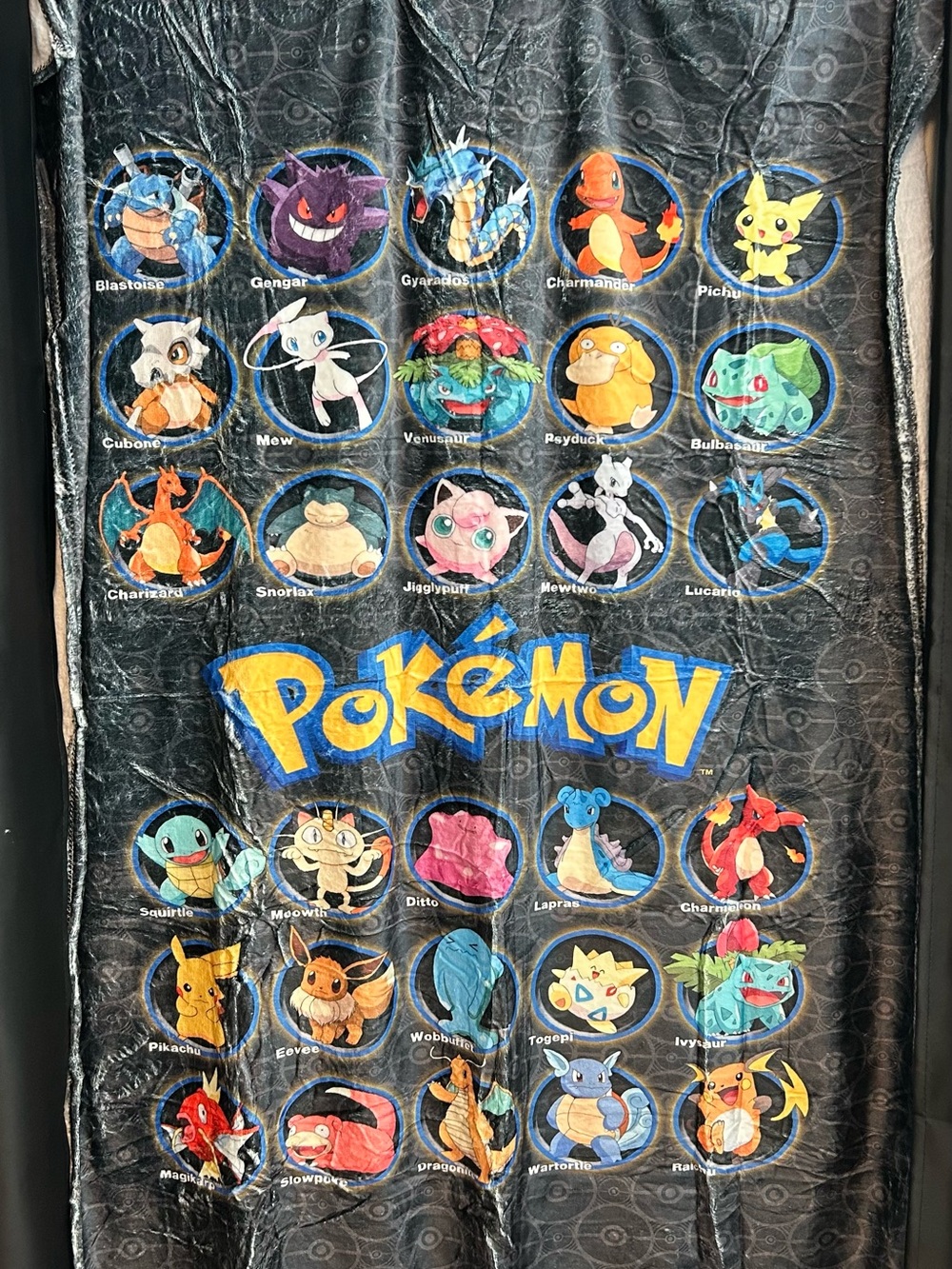 Pokemon Black Multicolor Character Throw Blanket